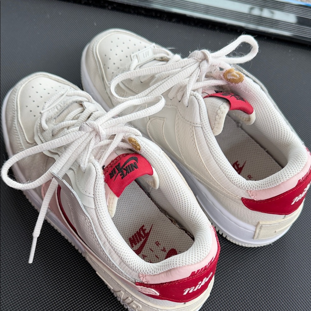 Nike AF1 Shadow Sneakers in White, Pink and Red - Picture 2 of 7